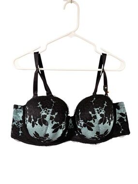 TORRID Plus Size Push-Up Strapless Bra 46C Black Teal Underwired NEW